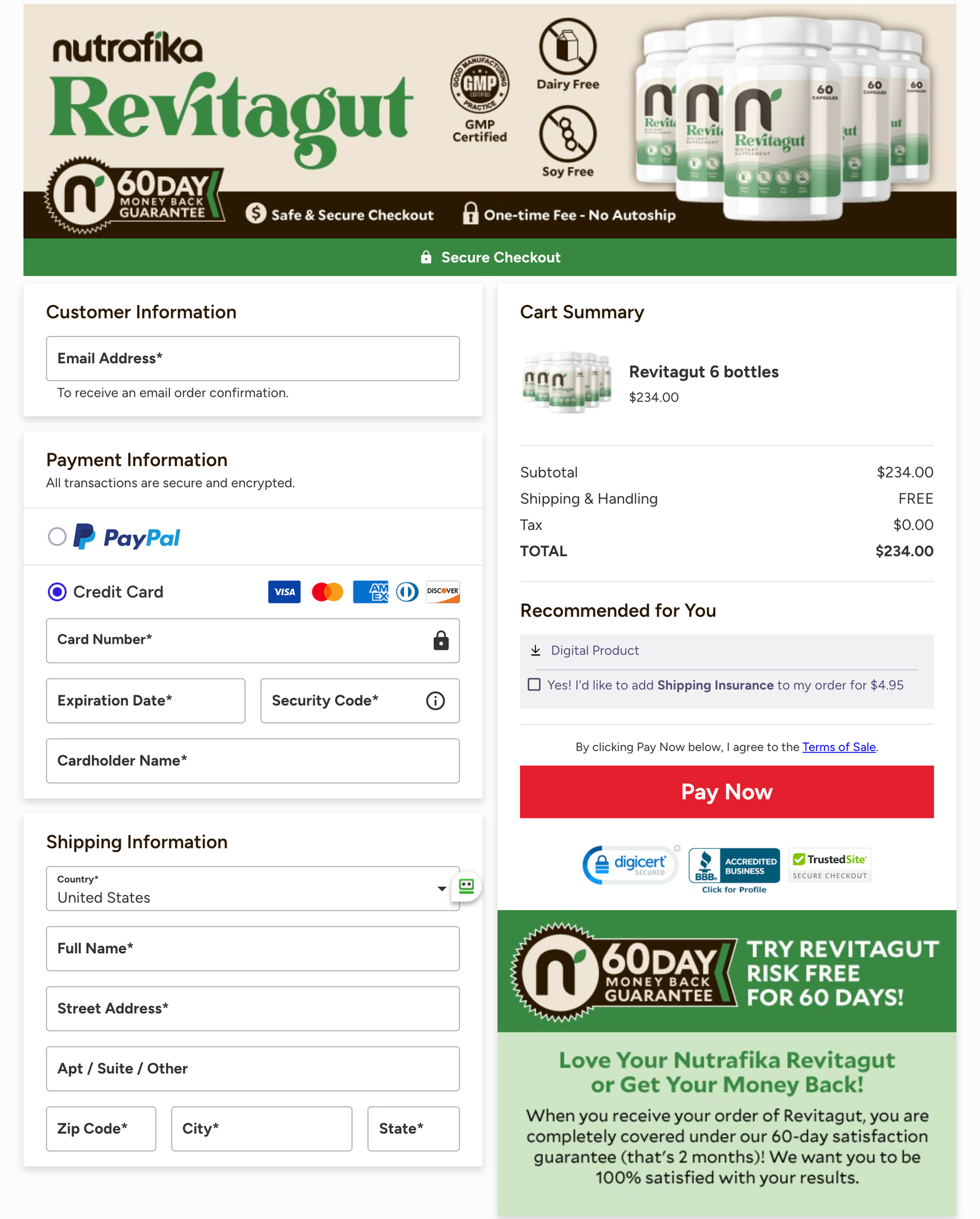 Revitagut Official Website Secure Order Page